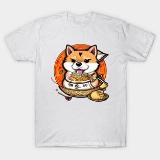 Shiba Inu with Ramen Noodle-Loving T-Shirt